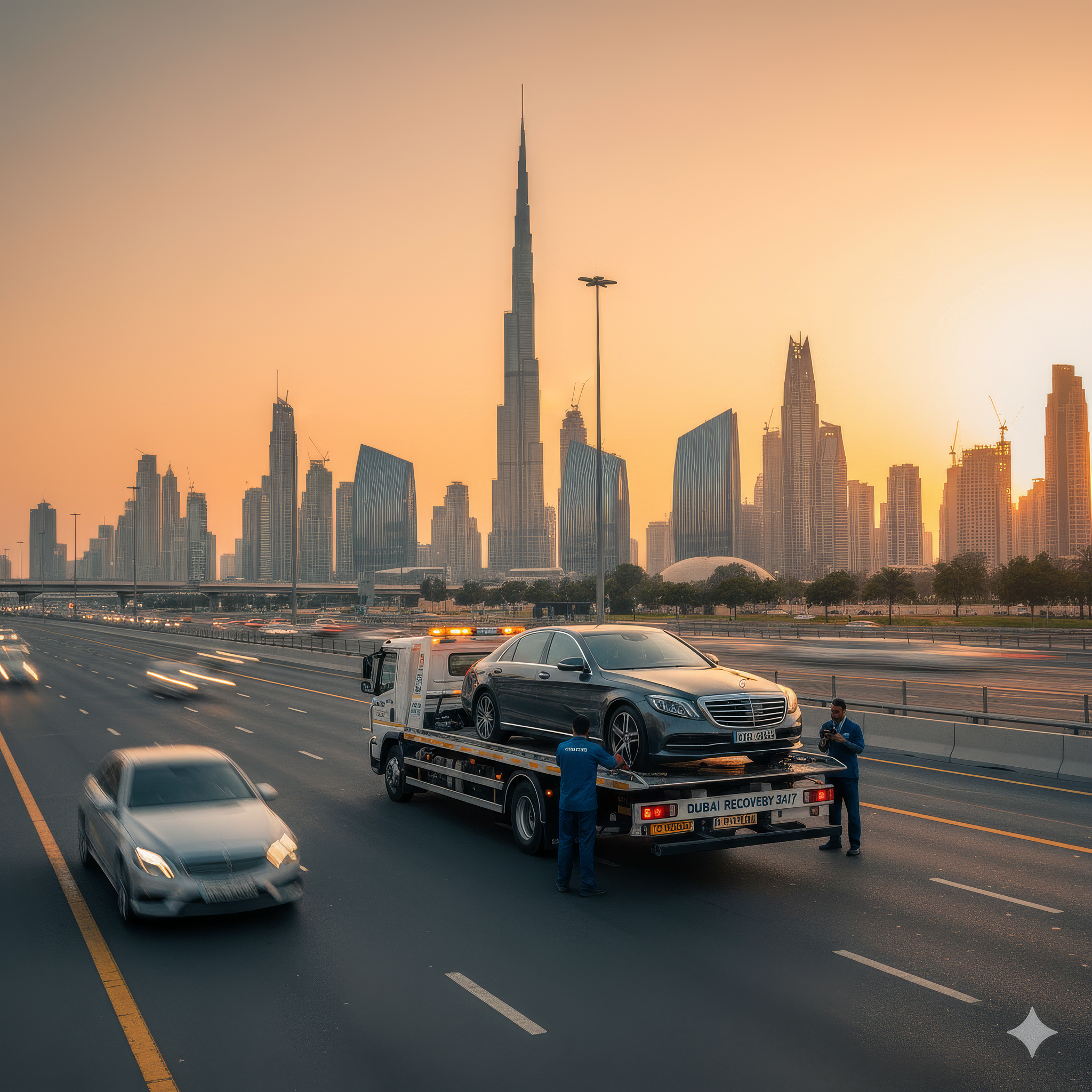 24/7 emergency car recovery service in Dubai with professional tow truck