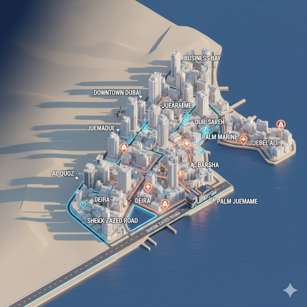 Dubai service areas coverage map